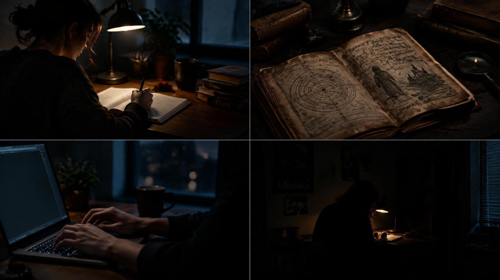 writer at desk with notebook