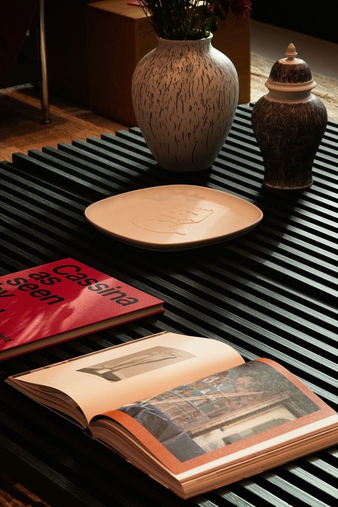 open book on wooden table
